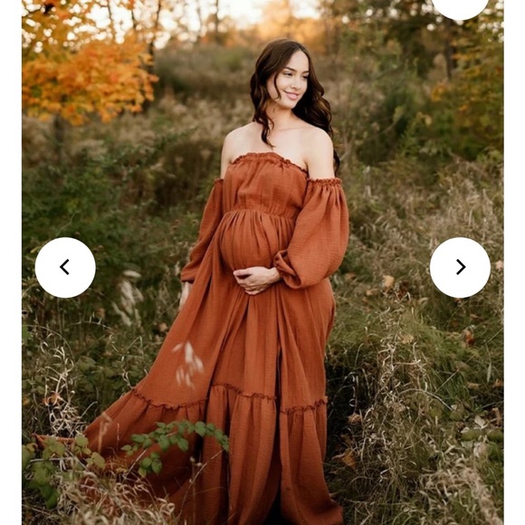 Rust Off-Shoulder Maternity Dress - Picture 1 of 1